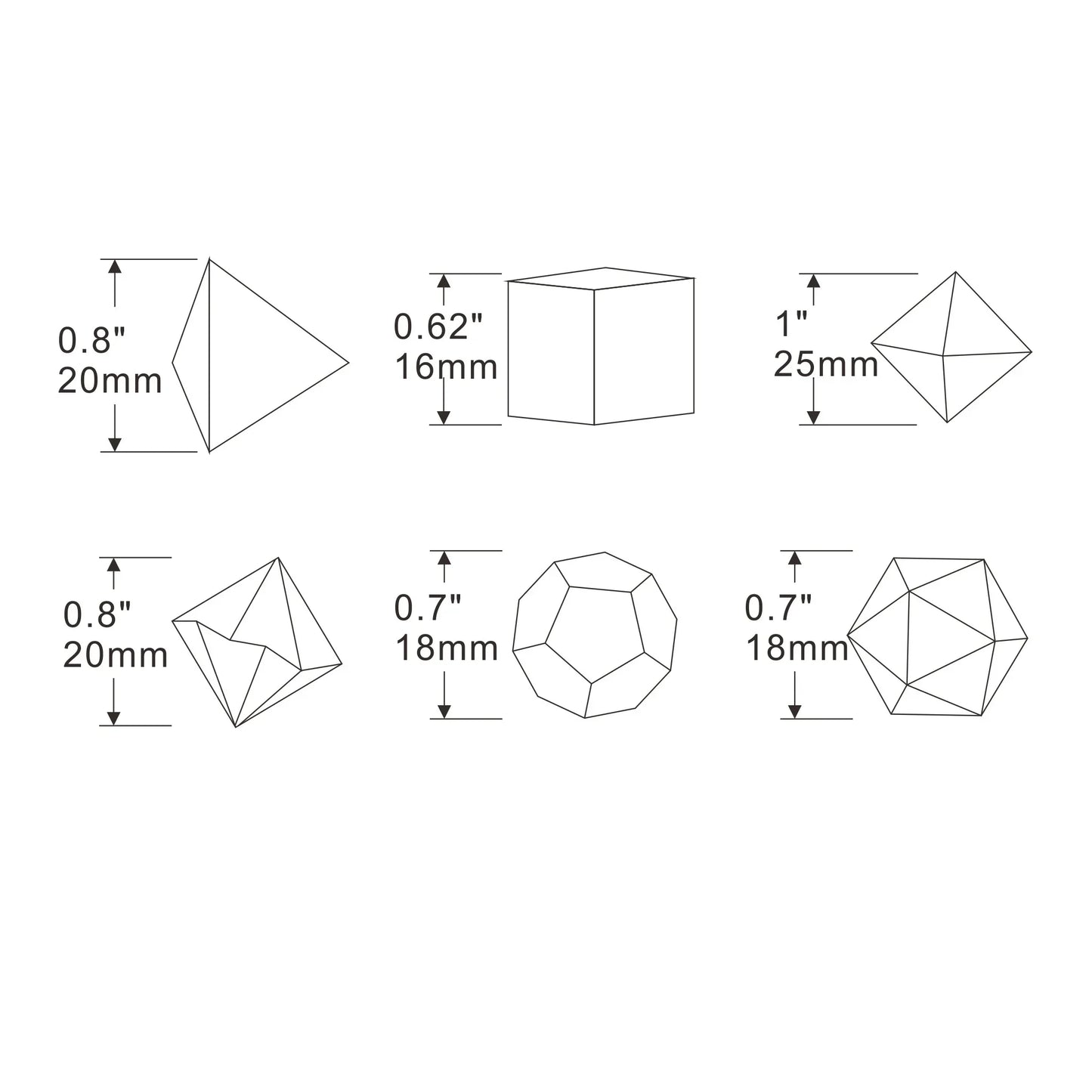 7pcs Set Crystal Style DND Dice Set Polyhedral Table Game Dice Role-Playing RPG Dice With Box