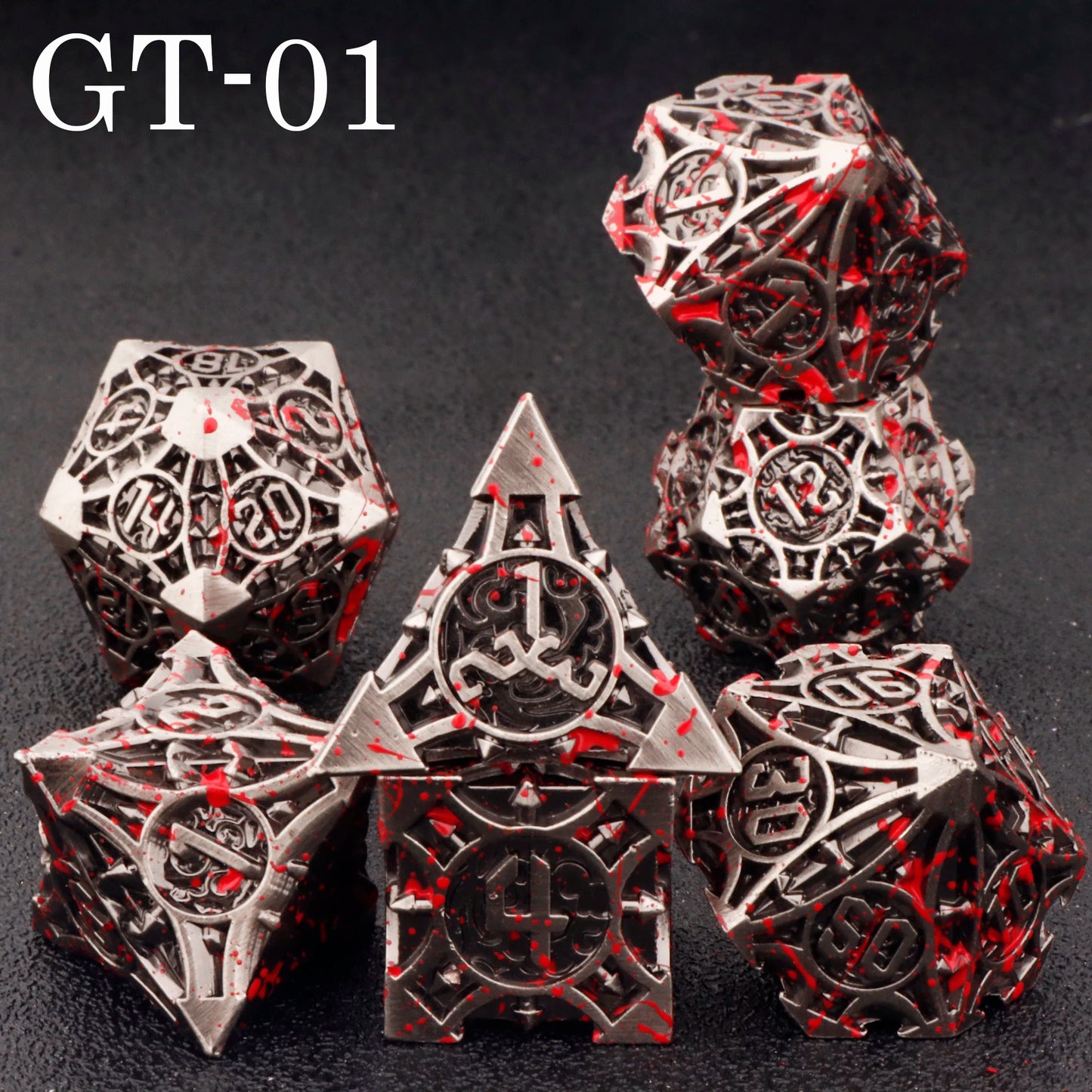 Dnd metal dice set ,red metal dice set for dungeons and dragons ,sharp edge d&d dice set