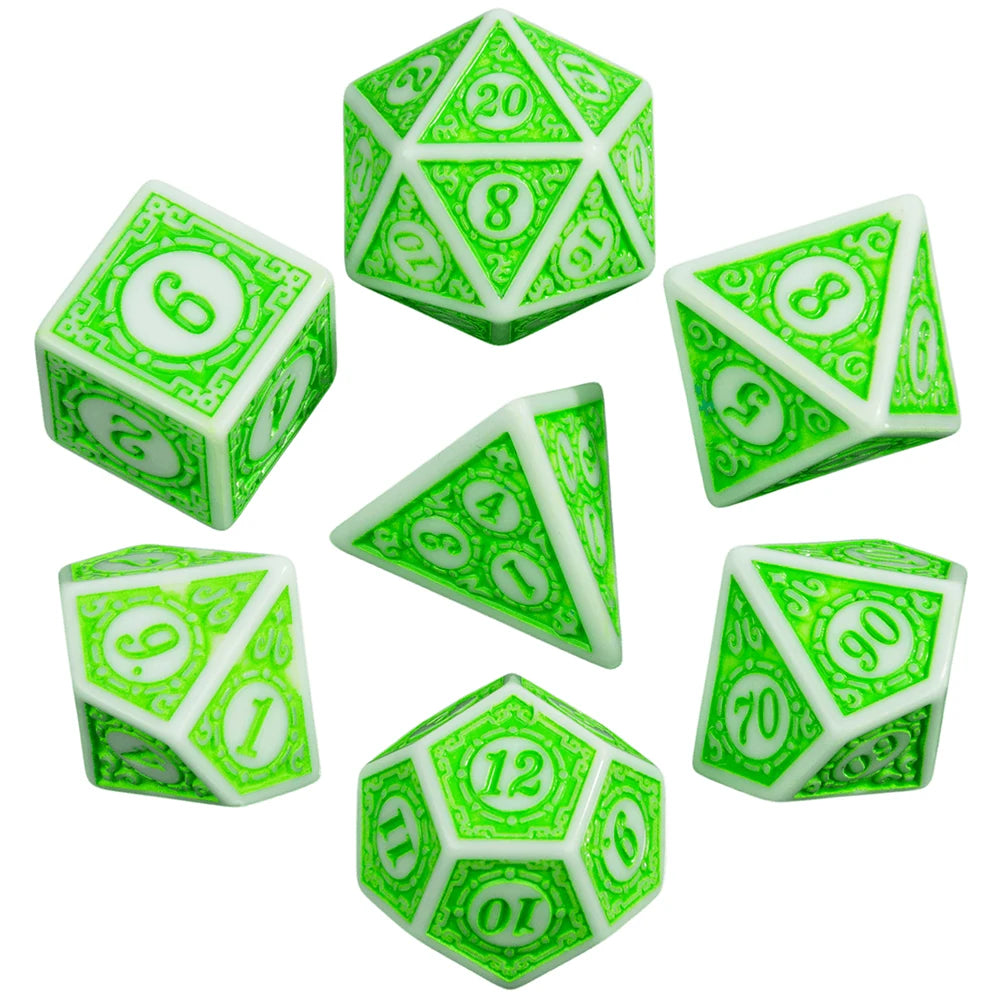 DND Dice Set Polyhedral Dice High Quality Plastic Dice Set Unique Patterns Amazing Retro Font Styles For Role Playing Games