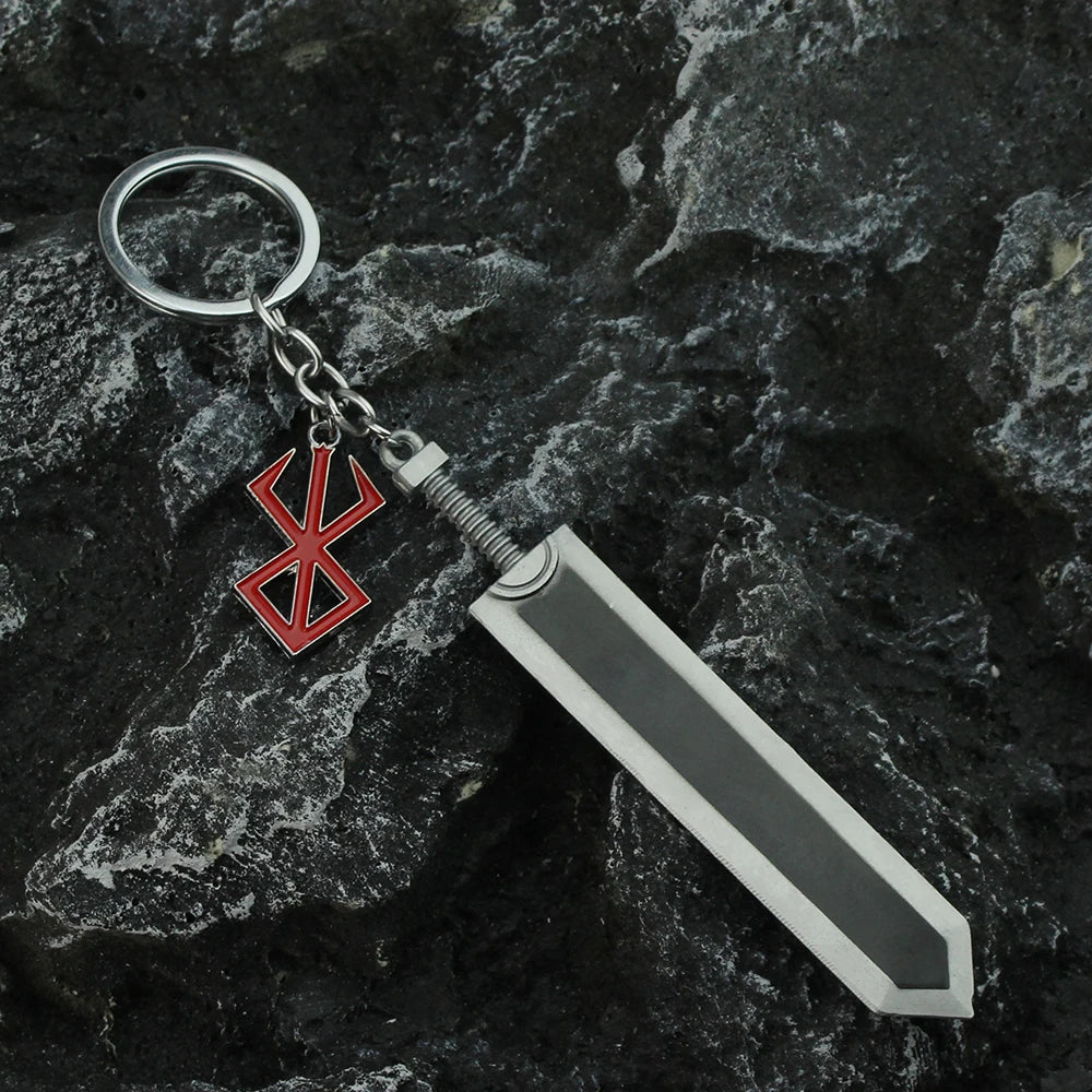 Anime Berserk Sword Keychain Black Swordsman Metal Car Keyring Cosplay Jewelry Dragonslayer Sword Key Chain For Men Keyrings