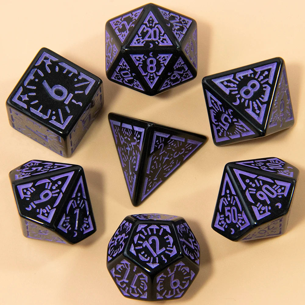 DND Carving Pattern Dice 7Pcs RPG Polyhedral Dice Set for Boardgame As Gift Entertainment Accessories