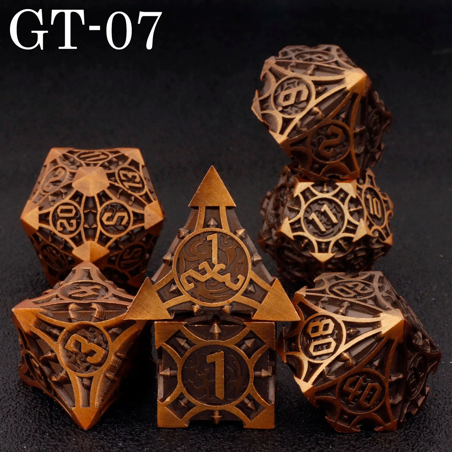 Dnd metal dice set ，red metal dice set for dungeons and dragons ，sharp edge d&d dice set