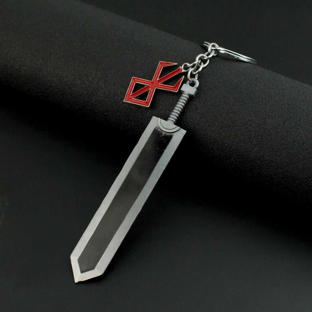 Anime Berserk Sword Keychain Black Swordsman Metal Car Keyring Cosplay Jewelry Dragonslayer Sword Key Chain For Men Keyrings