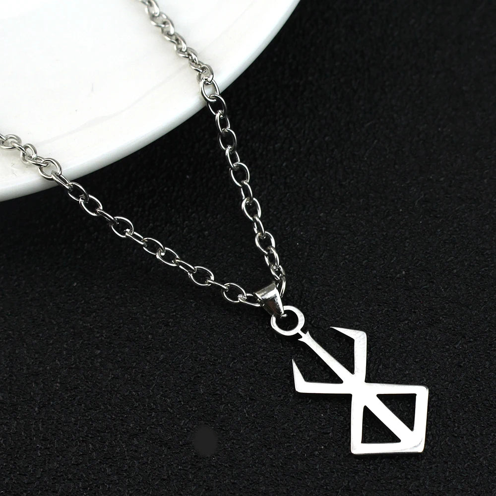 Berserker Rune Symbol Necklace Nordic Logo Steel Emblem Norse Amulet Talisman Sign Necklace Jewelry