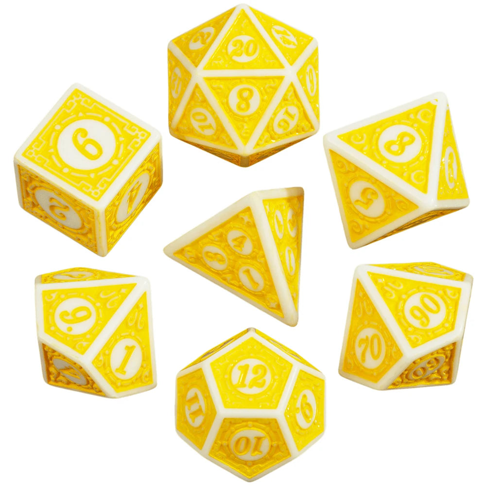 DND Dice Set Polyhedral Dice High Quality Plastic Dice Set Unique Patterns Amazing Retro Font Styles For Role Playing Games