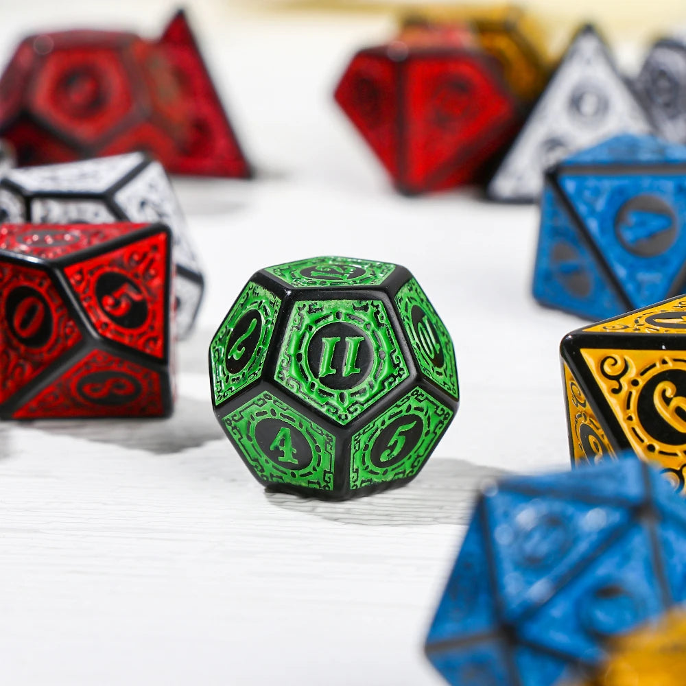 7Pcs Polyhedral Dice Double-Colors Polyhedral Game Dice for RPG Dungeons and Dragons DND RPG D20 D12 D10 D8 D6 D4 Table Game