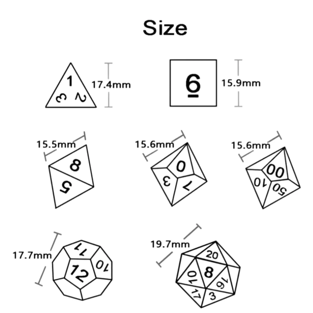 DND Dice Set Polyhedral Dice High Quality Plastic Dice Set Unique Patterns Amazing Retro Font Styles For Role Playing Games