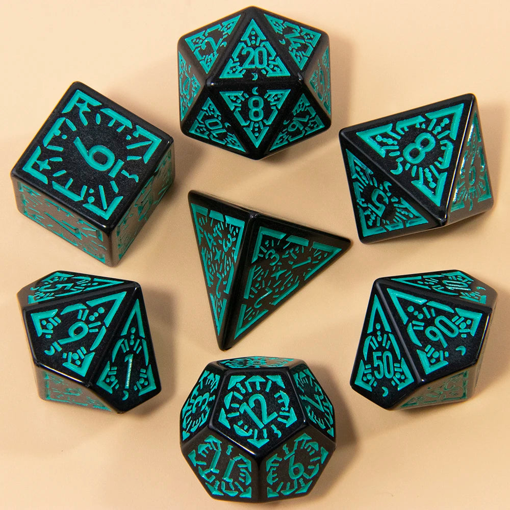 DND Carving Pattern Dice 7Pcs RPG Polyhedral Dice Set for Boardgame As Gift Entertainment Accessories