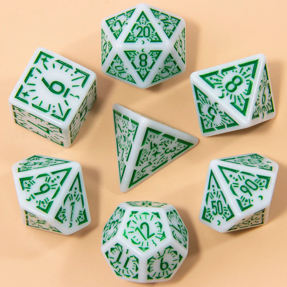 DND Carving Pattern Dice 7Pcs RPG Polyhedral Dice Set for Boardgame As Gift Entertainment Accessories