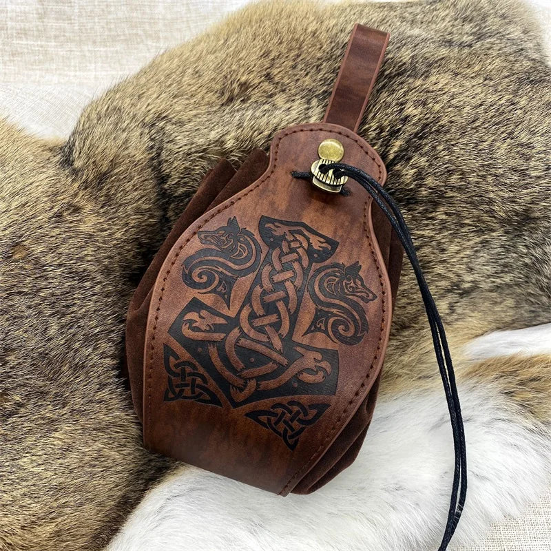 PU Leather Bag For DND Dice Game Tray 5 Celtic Designs Cute Drawstring Pouch For D&D Roleplaying RPG Gift Ideas Coin Purse