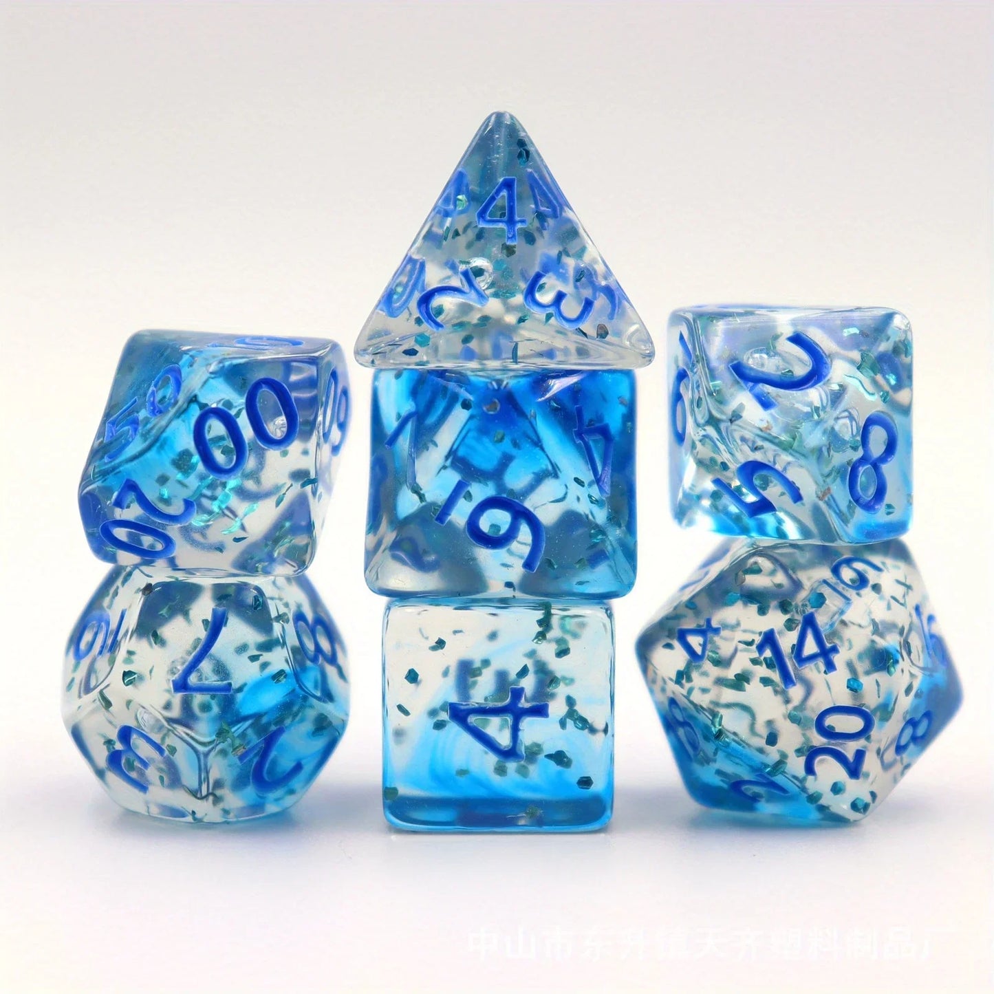 7pcs Set Crystal Style DND Dice Set Polyhedral Table Game Dice Role-Playing RPG Dice With Box