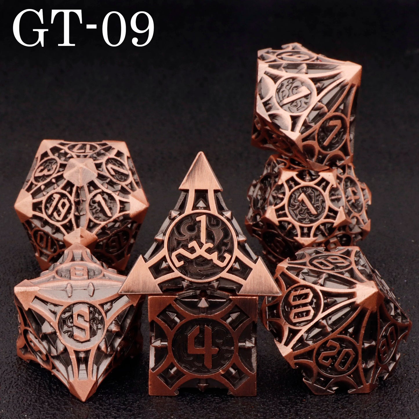 Dnd metal dice set ，red metal dice set for dungeons and dragons ，sharp edge d&d dice set