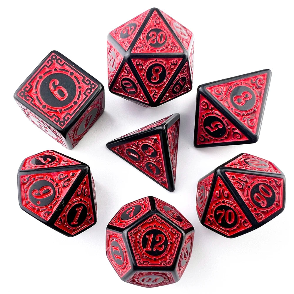 DND Dice Set Polyhedral Dice High Quality Plastic Dice Set Unique Patterns Amazing Retro Font Styles For Role Playing Games