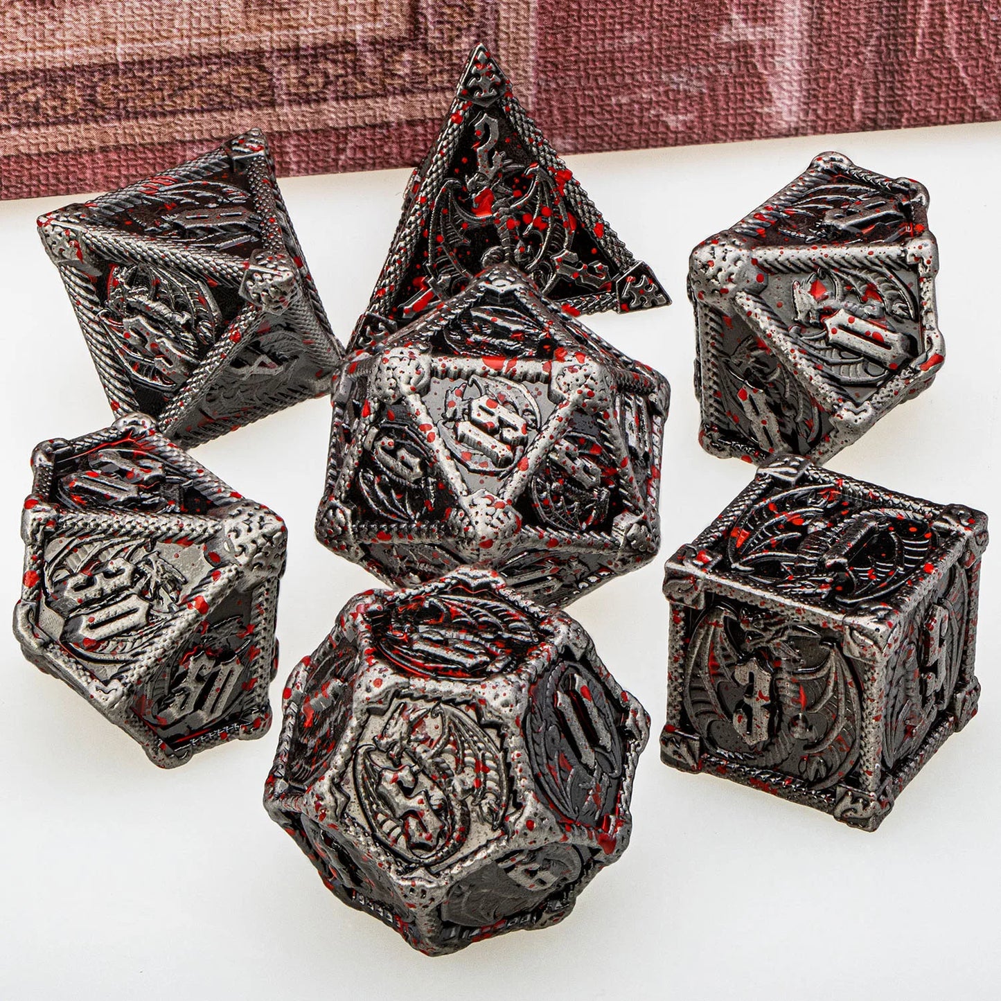 Metal DND Dice Dungeon and Dragon D&D Polyhedral Dice RPG D and D Dragon Dice Set Role Playing Games D20 D12 D10 D8 D6