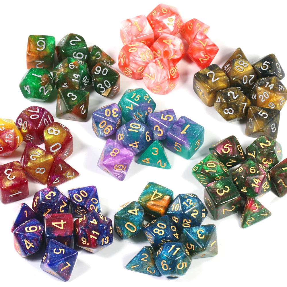 Galaxy Polyhedral Dice Set 7pcs DND Digital Dices for Tabletop Board Game Role-Playing Games Accessories