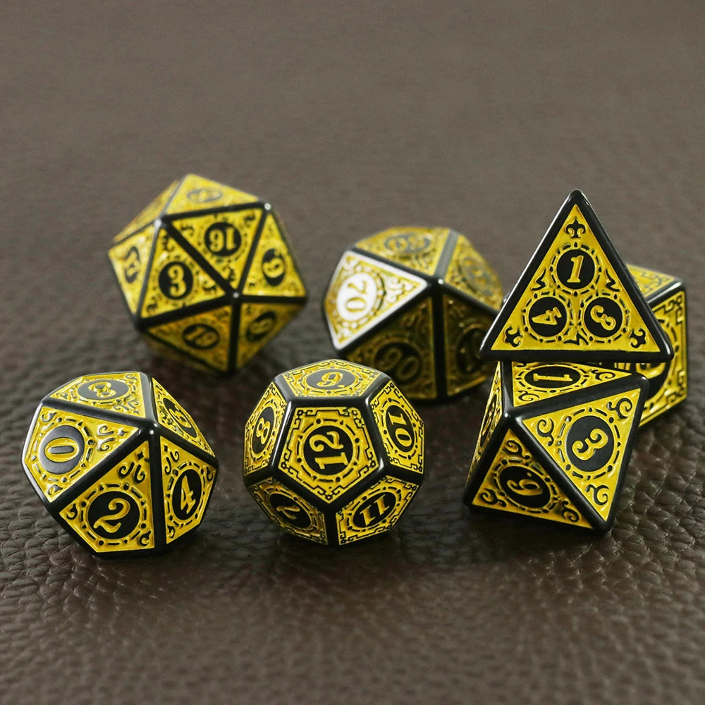 DND Dice Set Polyhedral Dice High Quality Plastic Dice Set Unique Patterns Amazing Retro Font Styles For Role Playing Games