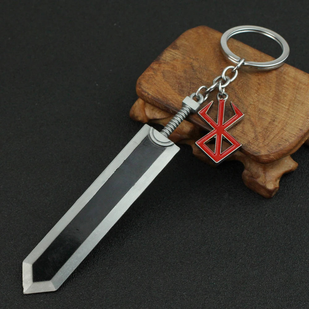 Anime Berserk Sword Keychain Black Swordsman Metal Car Keyring Cosplay Jewelry Dragonslayer Sword Key Chain For Men Keyrings