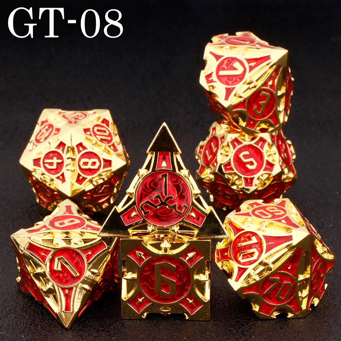 Dnd metal dice set ，red metal dice set for dungeons and dragons ，sharp edge d&d dice set