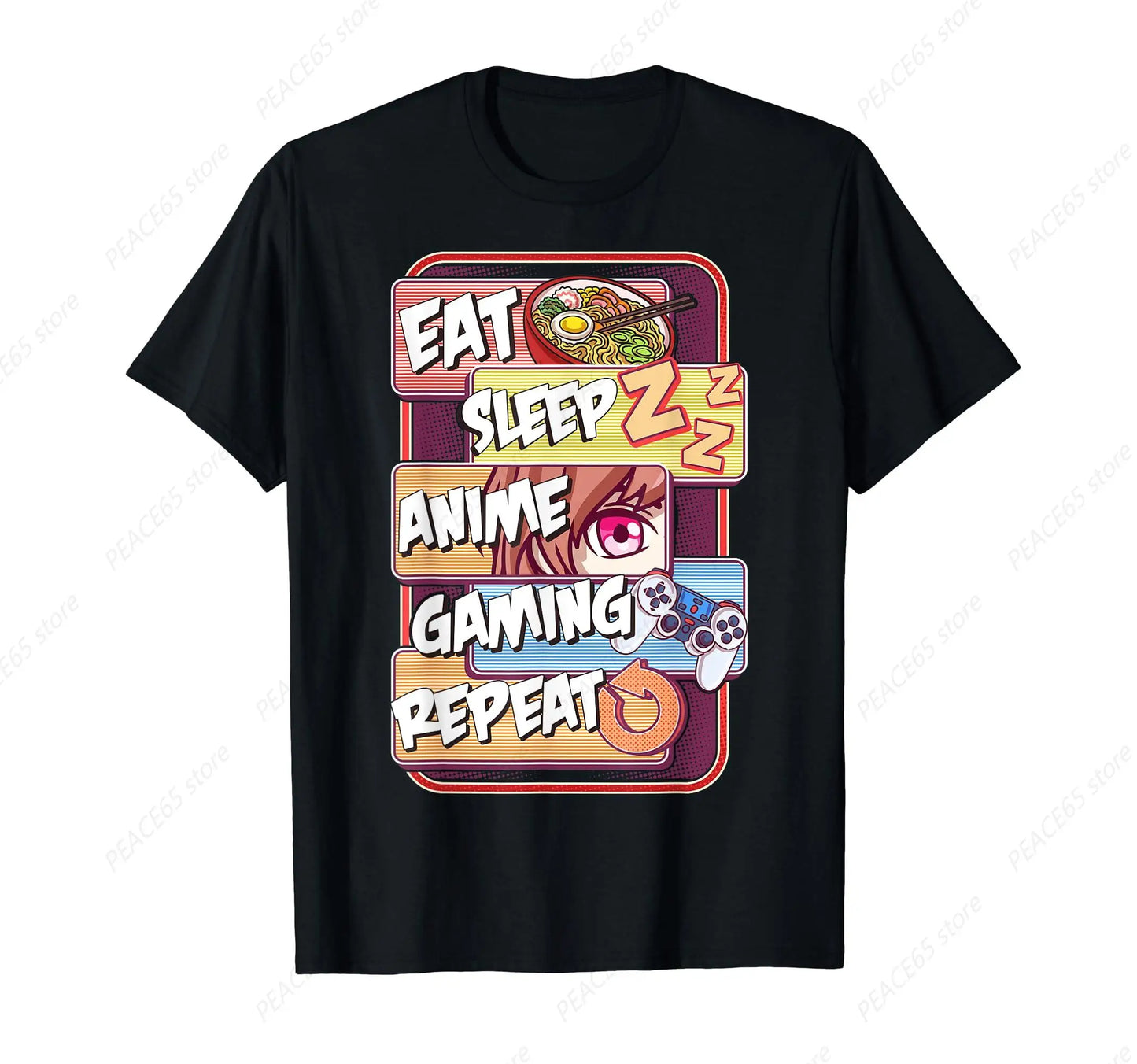 Eat Sleep Anime Gaming Repeat T-Shirt