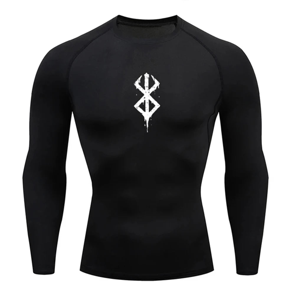 Men's Compression Top Anime Berserk Guts GYM Tshirts Running Fitness Tight Sportswear Short Sleeve Summer Breathable Sport Tee