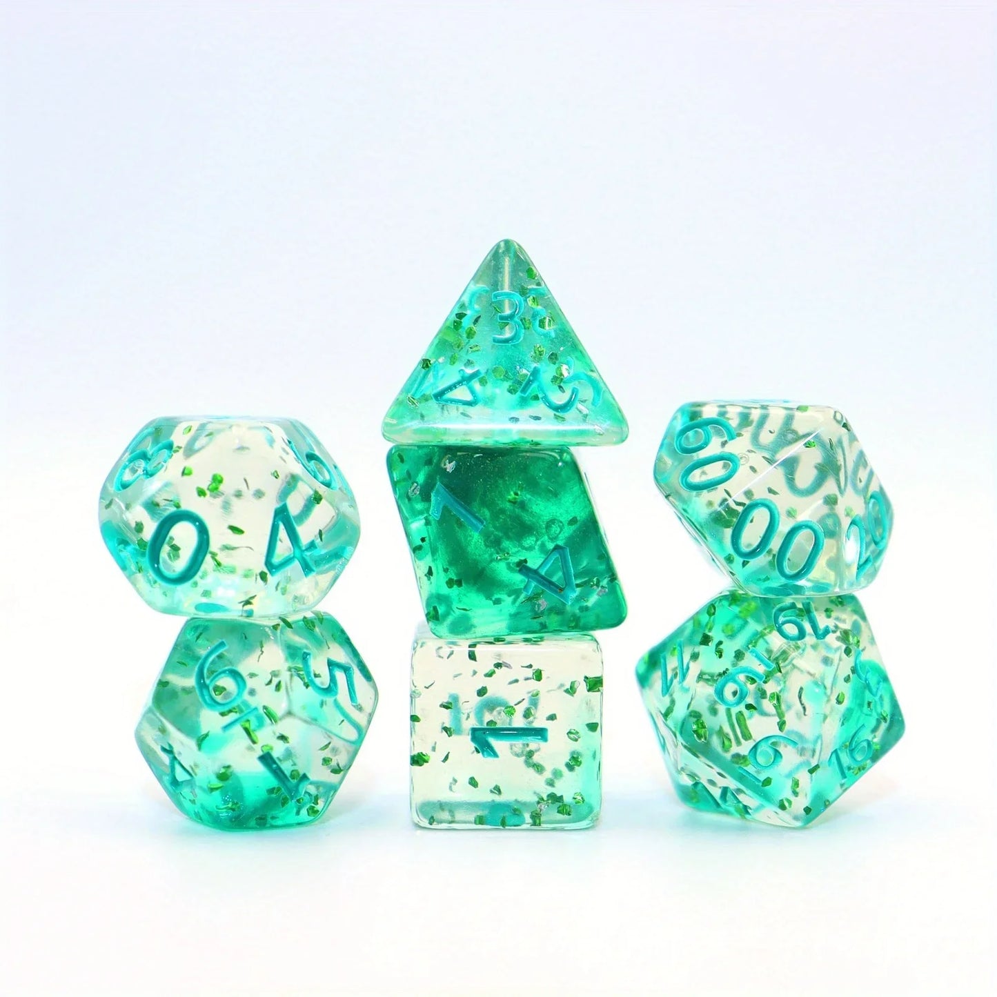 7pcs Set Crystal Style DND Dice Set Polyhedral Table Game Dice Role-Playing RPG Dice With Box