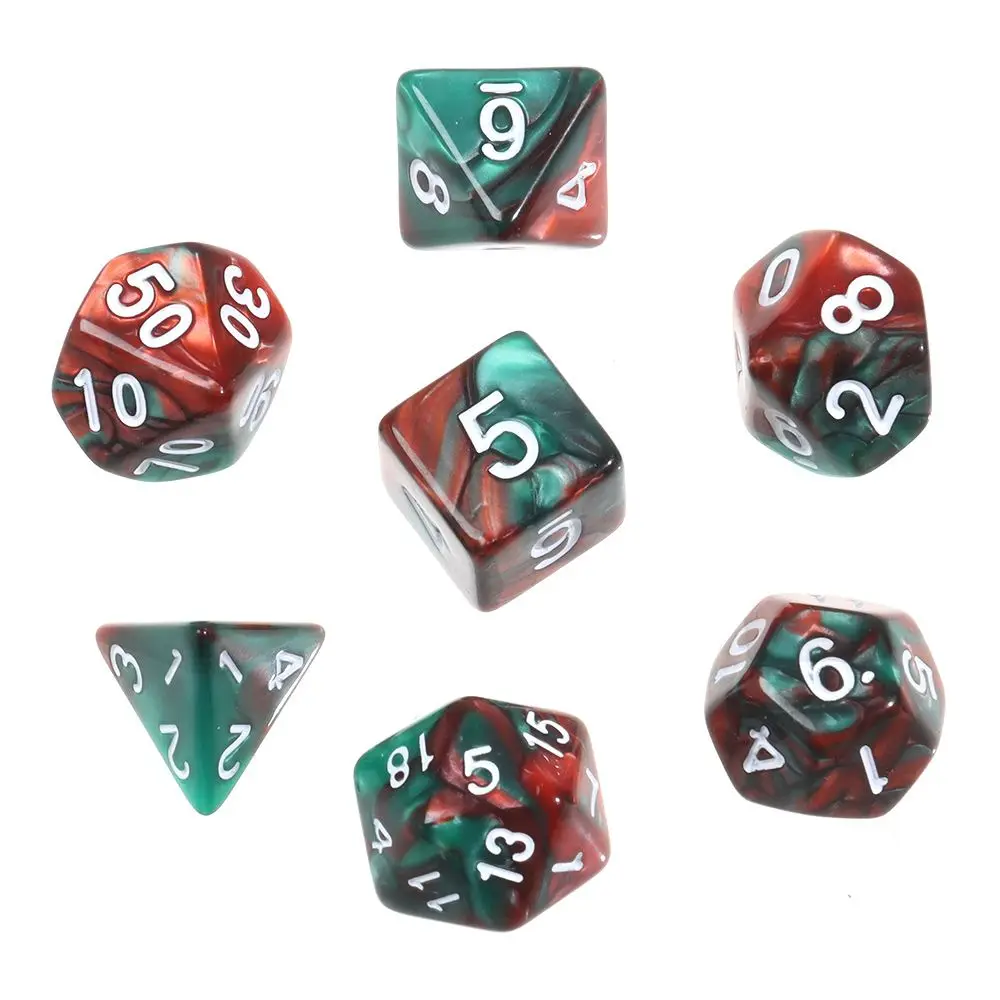 7Pcs Polyhedral Dice Double-Colors Polyhedral Game Dice for RPG Dungeons and Dragons DND RPG D20 D12 D10 D8 D6 D4 Table Game