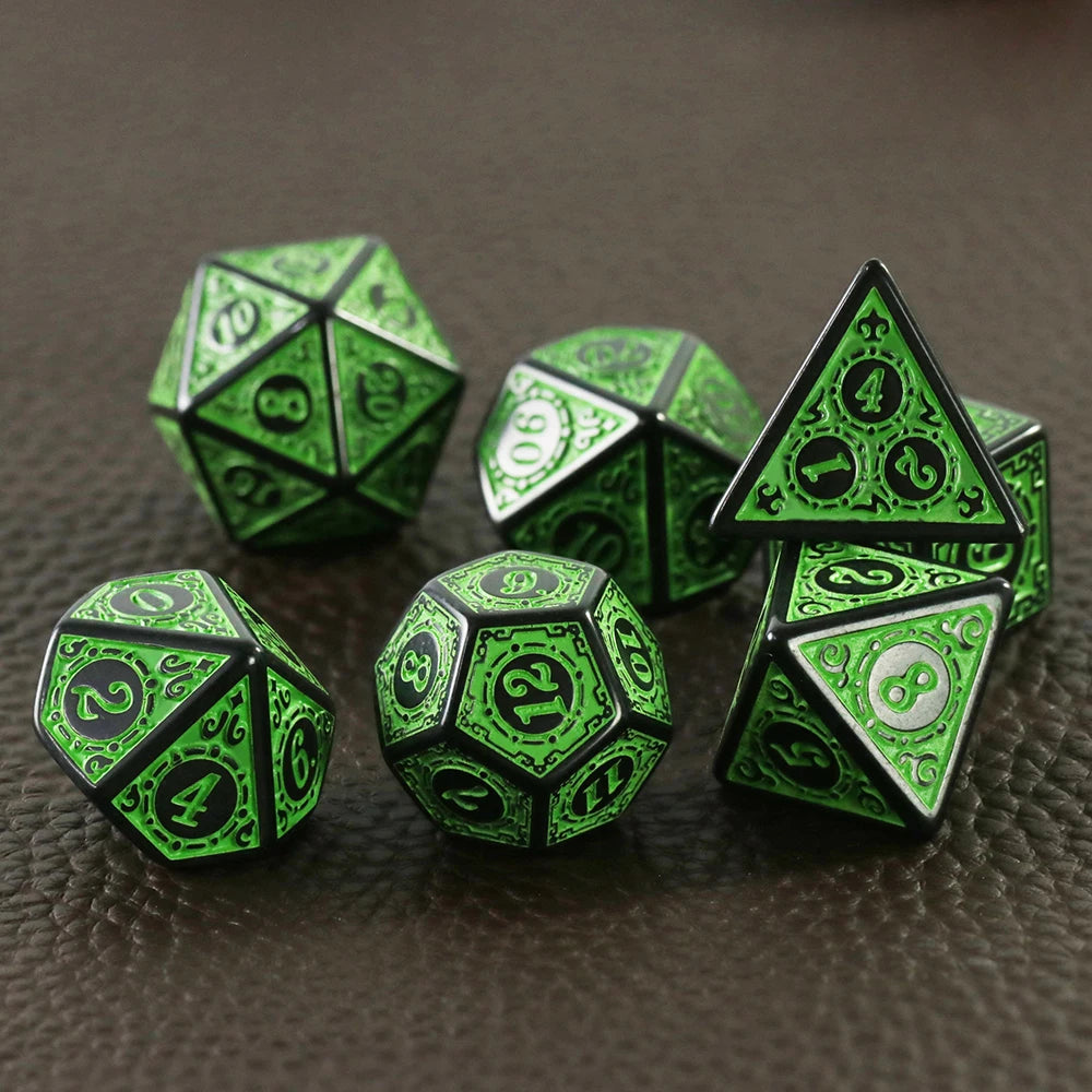 DND Dice Set Polyhedral Dice High Quality Plastic Dice Set Unique Patterns Amazing Retro Font Styles For Role Playing Games