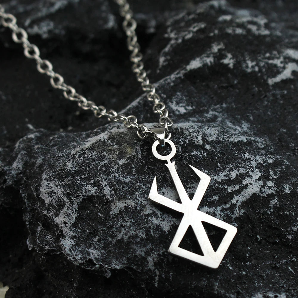 Berserker Rune Symbol Necklace Nordic Logo Steel Emblem Norse Amulet Talisman Sign Necklace Jewelry