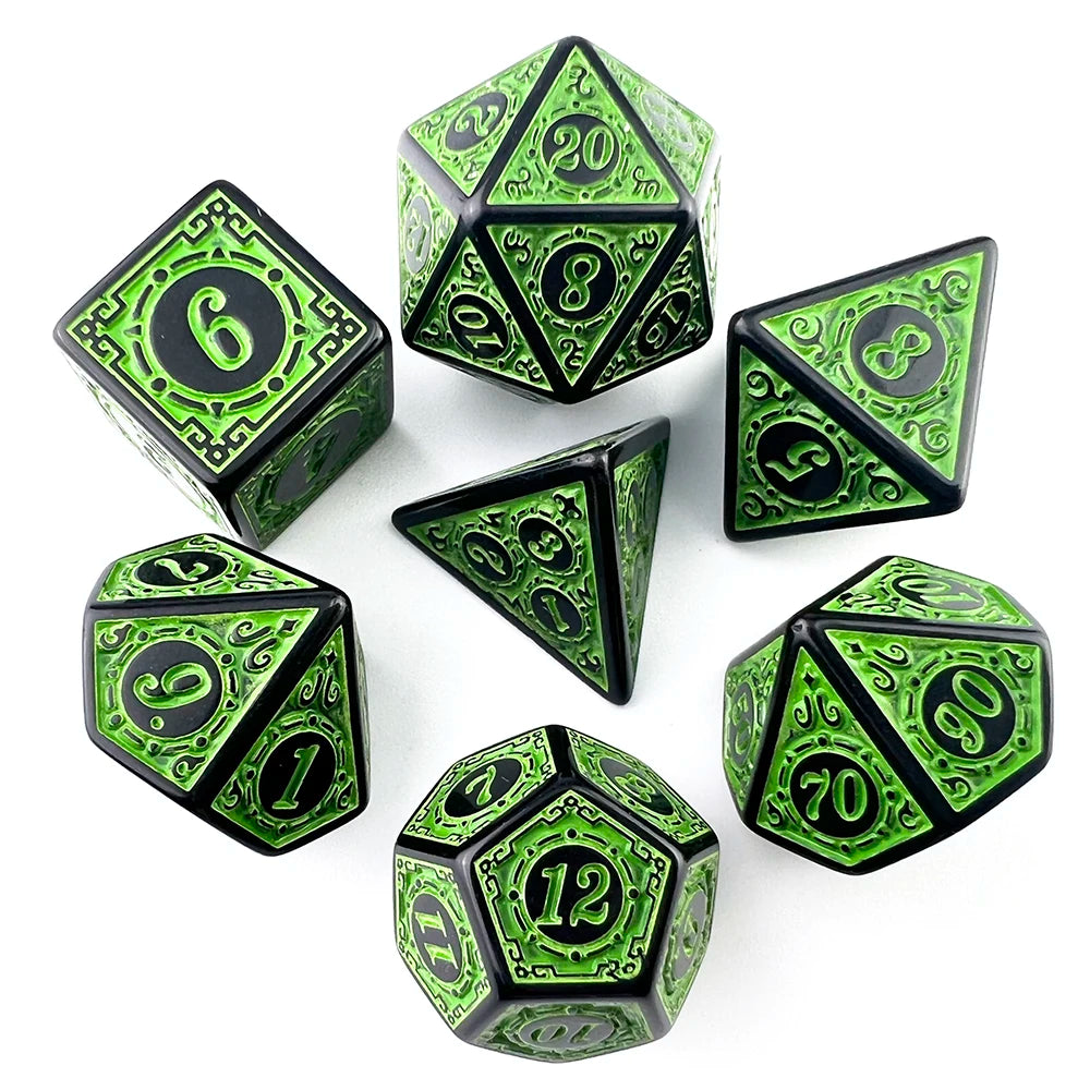 DND Dice Set Polyhedral Dice High Quality Plastic Dice Set Unique Patterns Amazing Retro Font Styles For Role Playing Games