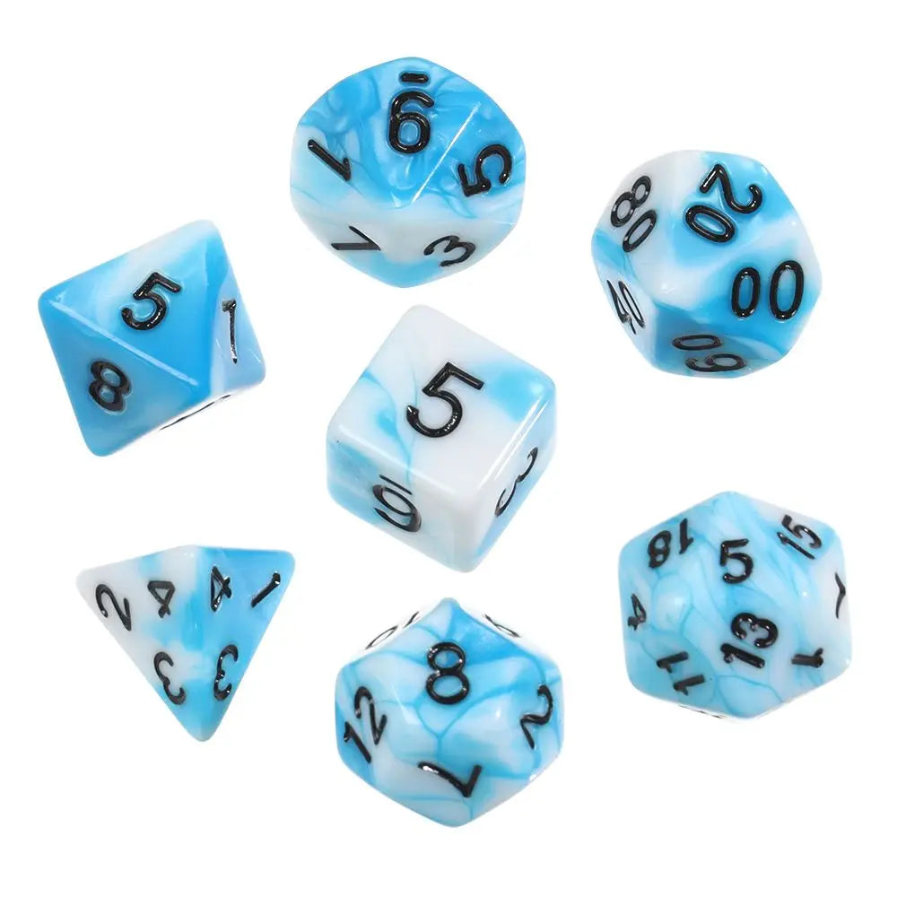 7Pcs Polyhedral Dice Double-Colors Polyhedral Game Dice for RPG Dungeons and Dragons DND RPG D20 D12 D10 D8 D6 D4 Table Game