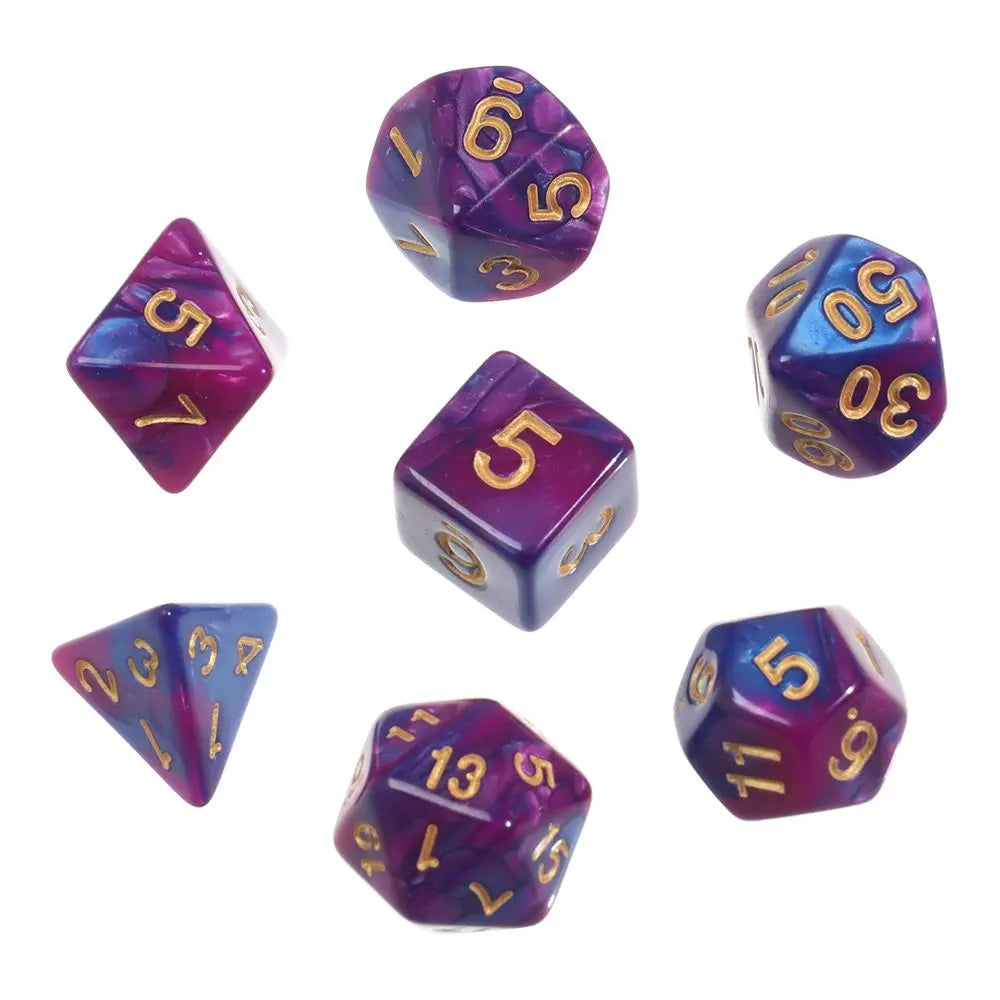 7Pcs Polyhedral Dice Double-Colors Polyhedral Game Dice for RPG Dungeons and Dragons DND RPG D20 D12 D10 D8 D6 D4 Table Game