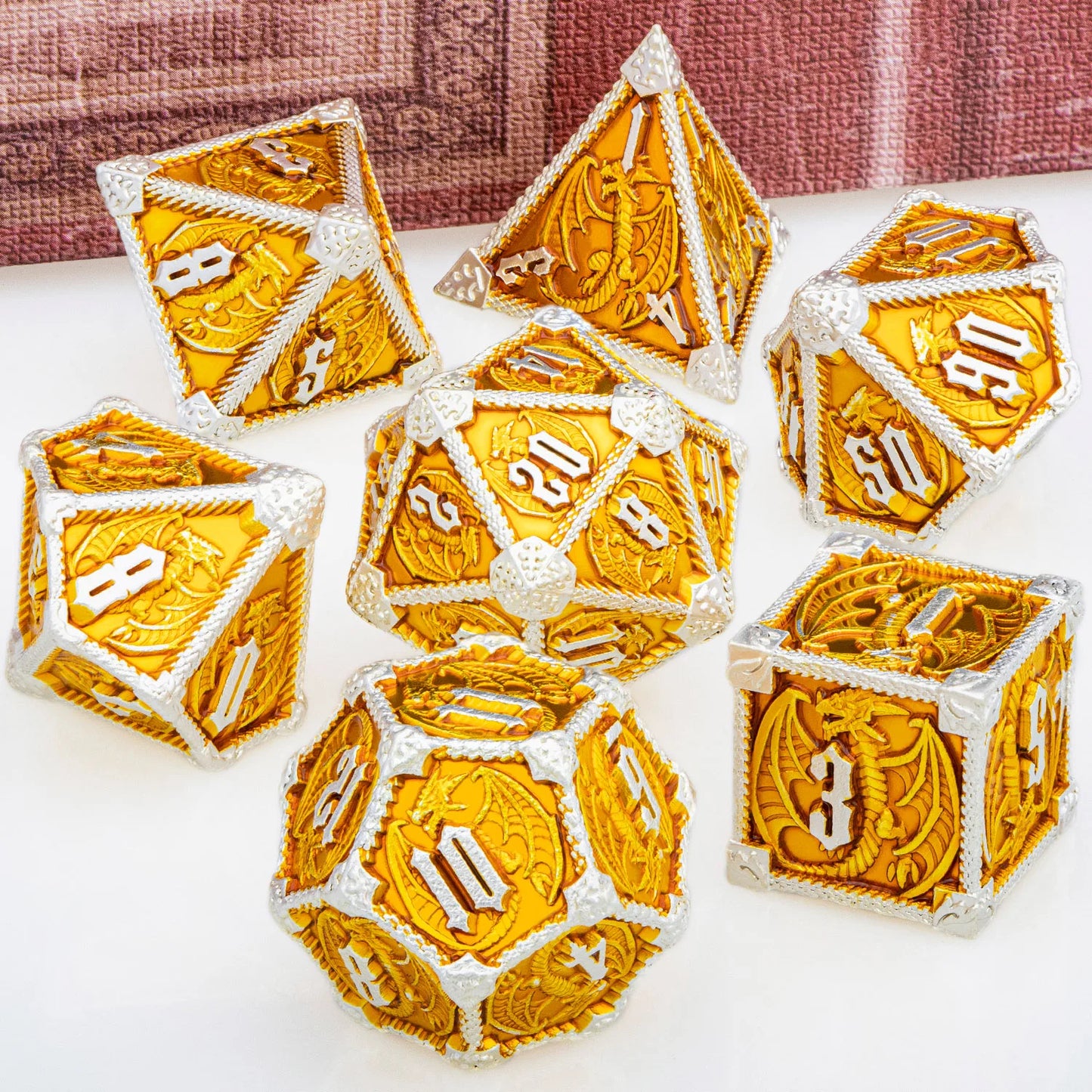 Metal DND Dice Dungeon and Dragon D&D Polyhedral Dice RPG D and D Dragon Dice Set Role Playing Games D20 D12 D10 D8 D6