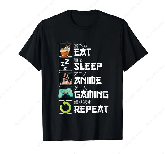 Eat Sleep Anime Gaming Repeat T-Shirt