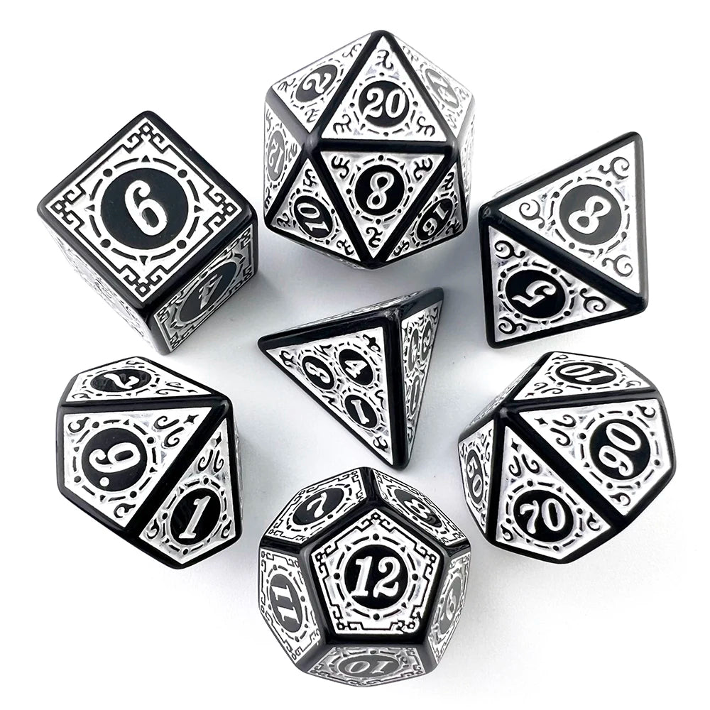 DND Dice Set Polyhedral Dice High Quality Plastic Dice Set Unique Patterns Amazing Retro Font Styles For Role Playing Games