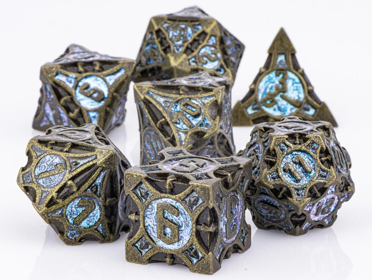 Dnd metal dice set ，red metal dice set for dungeons and dragons ，sharp edge d&d dice set