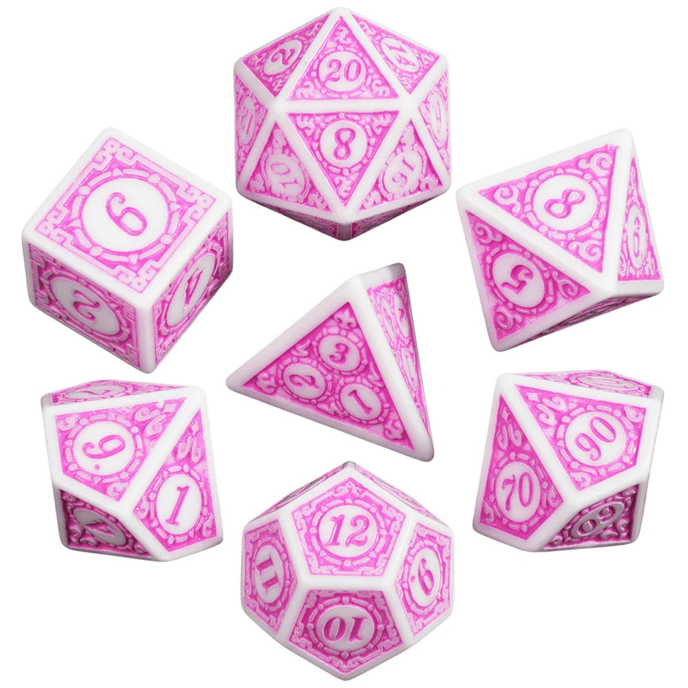 DND Dice Set Polyhedral Dice High Quality Plastic Dice Set Unique Patterns Amazing Retro Font Styles For Role Playing Games