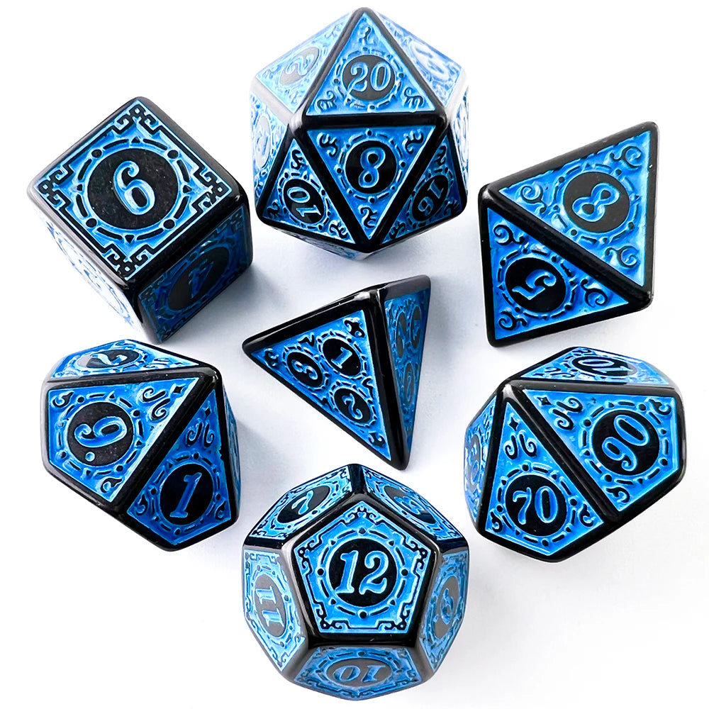 DND Dice Set Polyhedral Dice High Quality Plastic Dice Set Unique Patterns Amazing Retro Font Styles For Role Playing Games