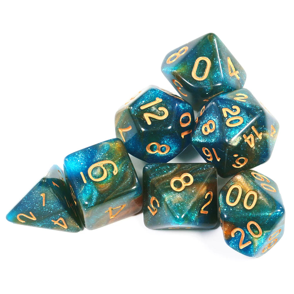 Galaxy Polyhedral Dice Set 7pcs DND Digital Dices for Tabletop Board Game Role-Playing Games Accessories