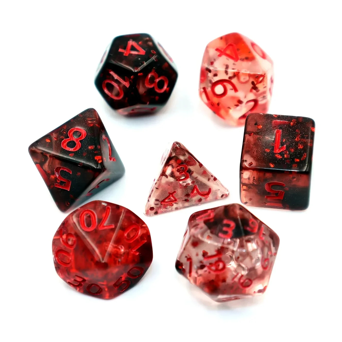 7pcs Set Crystal Style DND Dice Set Polyhedral Table Game Dice Role-Playing RPG Dice With Box