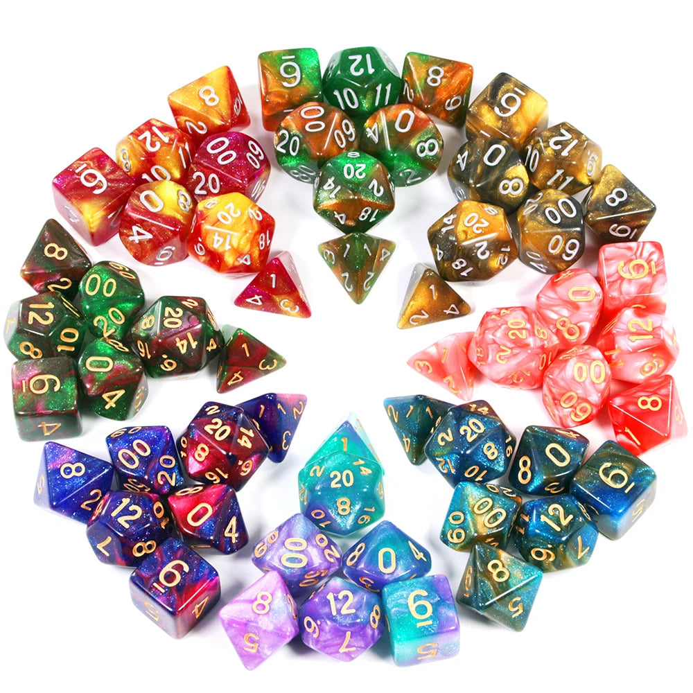 Galaxy Polyhedral Dice Set 7pcs DND Digital Dices for Tabletop Board Game Role-Playing Games Accessories