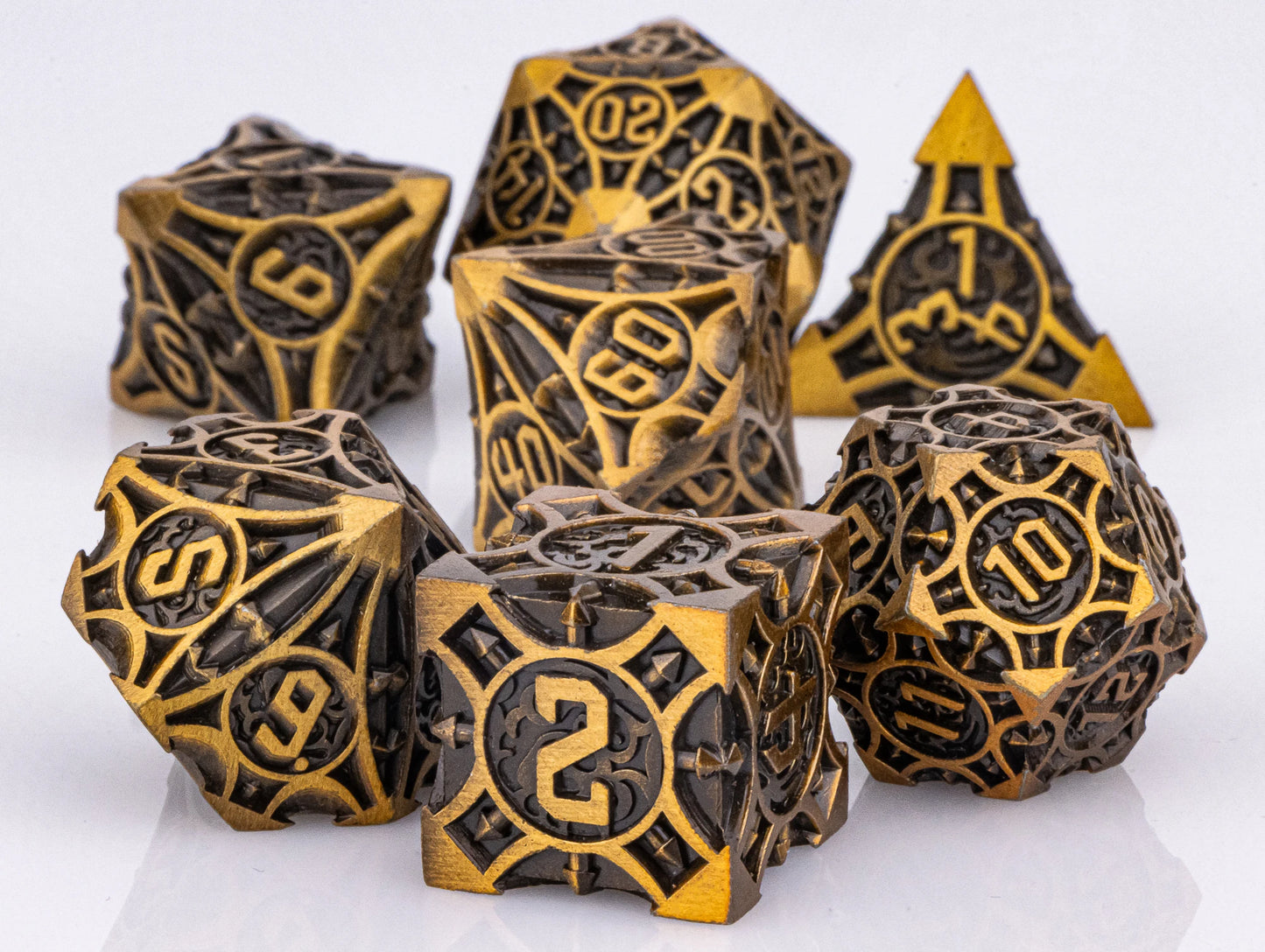 Dnd metal dice set ，red metal dice set for dungeons and dragons ，sharp edge d&d dice set