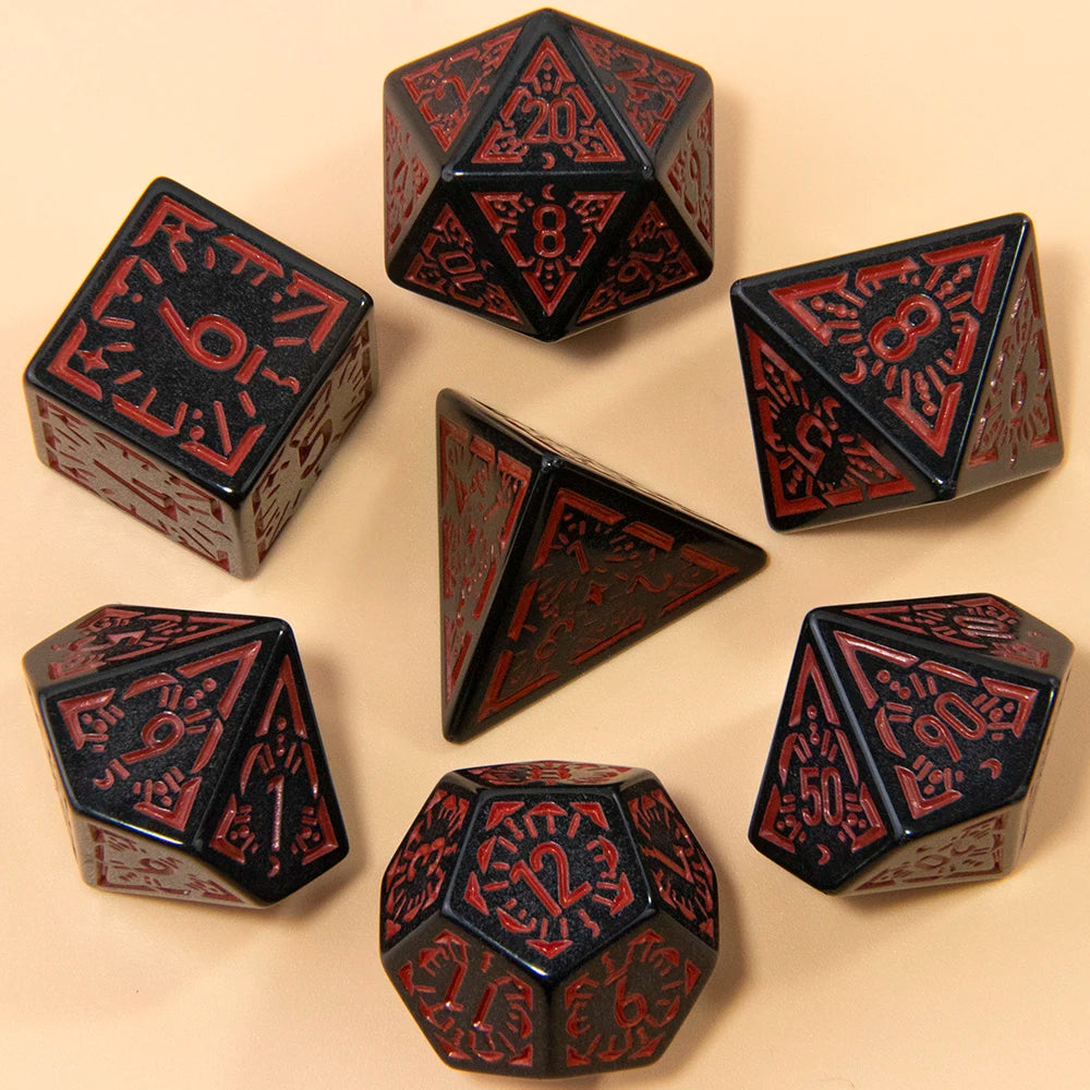 DND Carving Pattern Dice 7Pcs RPG Polyhedral Dice Set for Boardgame As Gift Entertainment Accessories