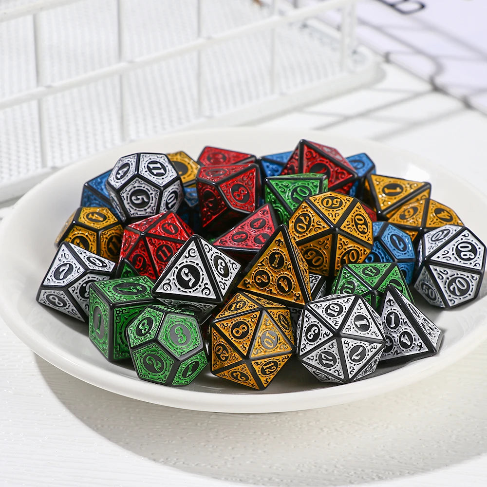 7Pcs Polyhedral Dice Double-Colors Polyhedral Game Dice for RPG Dungeons and Dragons DND RPG D20 D12 D10 D8 D6 D4 Table Game