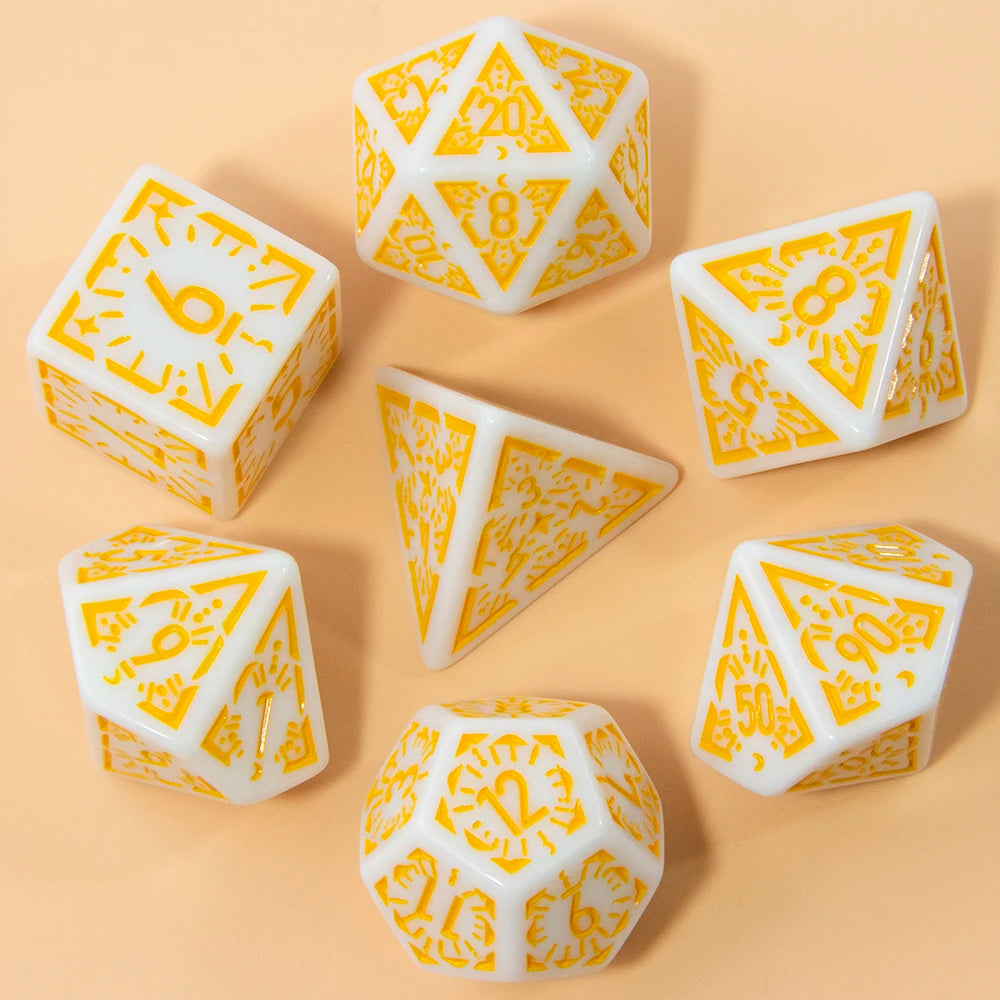 DND Carving Pattern Dice 7Pcs RPG Polyhedral Dice Set for Boardgame As Gift Entertainment Accessories