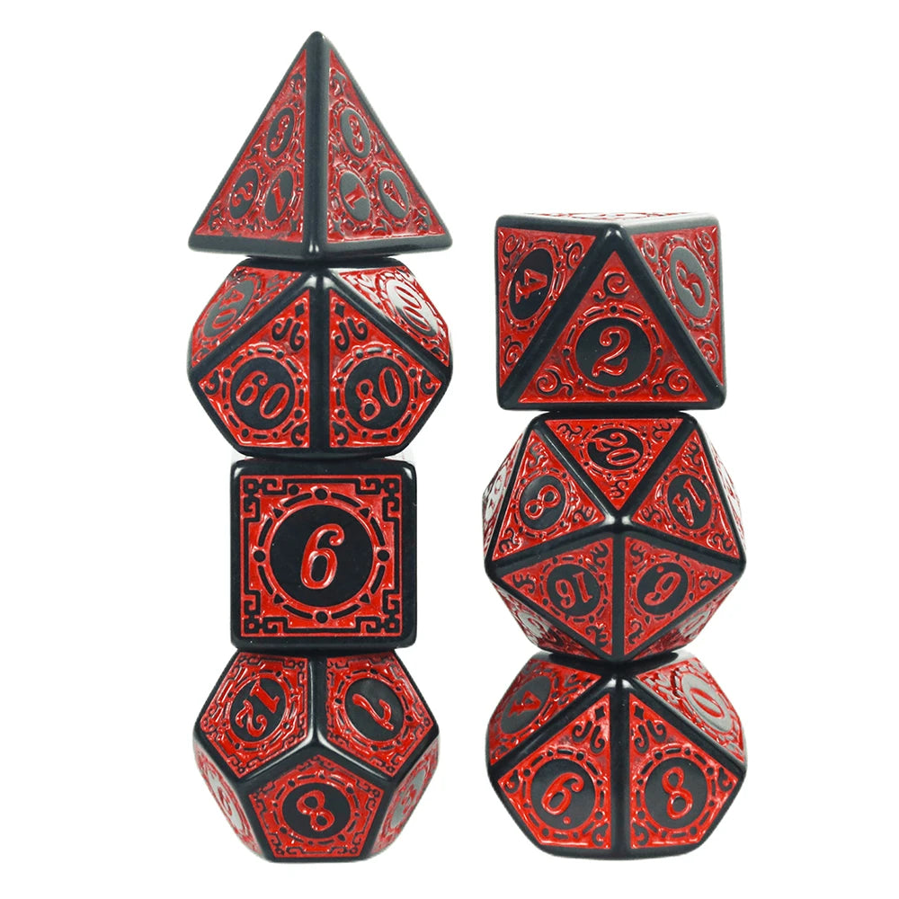 DND Dice Set Polyhedral Dice High Quality Plastic Dice Set Unique Patterns Amazing Retro Font Styles For Role Playing Games